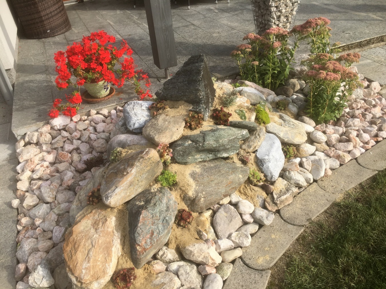 Blumen mit Steinen